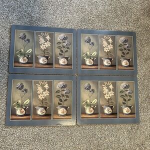 VTG Pimpernel Floral Table Mats Placemats Set of 4 Cork Back Botanical Decor